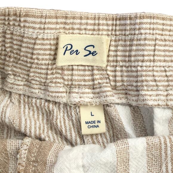 Per Se LARGE Delaney Striped Linen Blend Short - Stitch Fix Elastic Waist - Picture 5 of 6